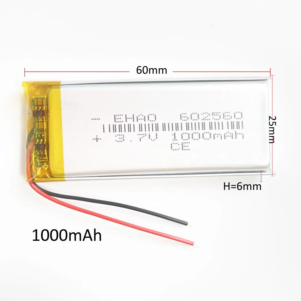 3.7V 1000mAh polimer Lipo akumulator litowy 602560 komórek Li dla GPS DVD PDA Bluetooth rejestrator ebooka kamera głośnik