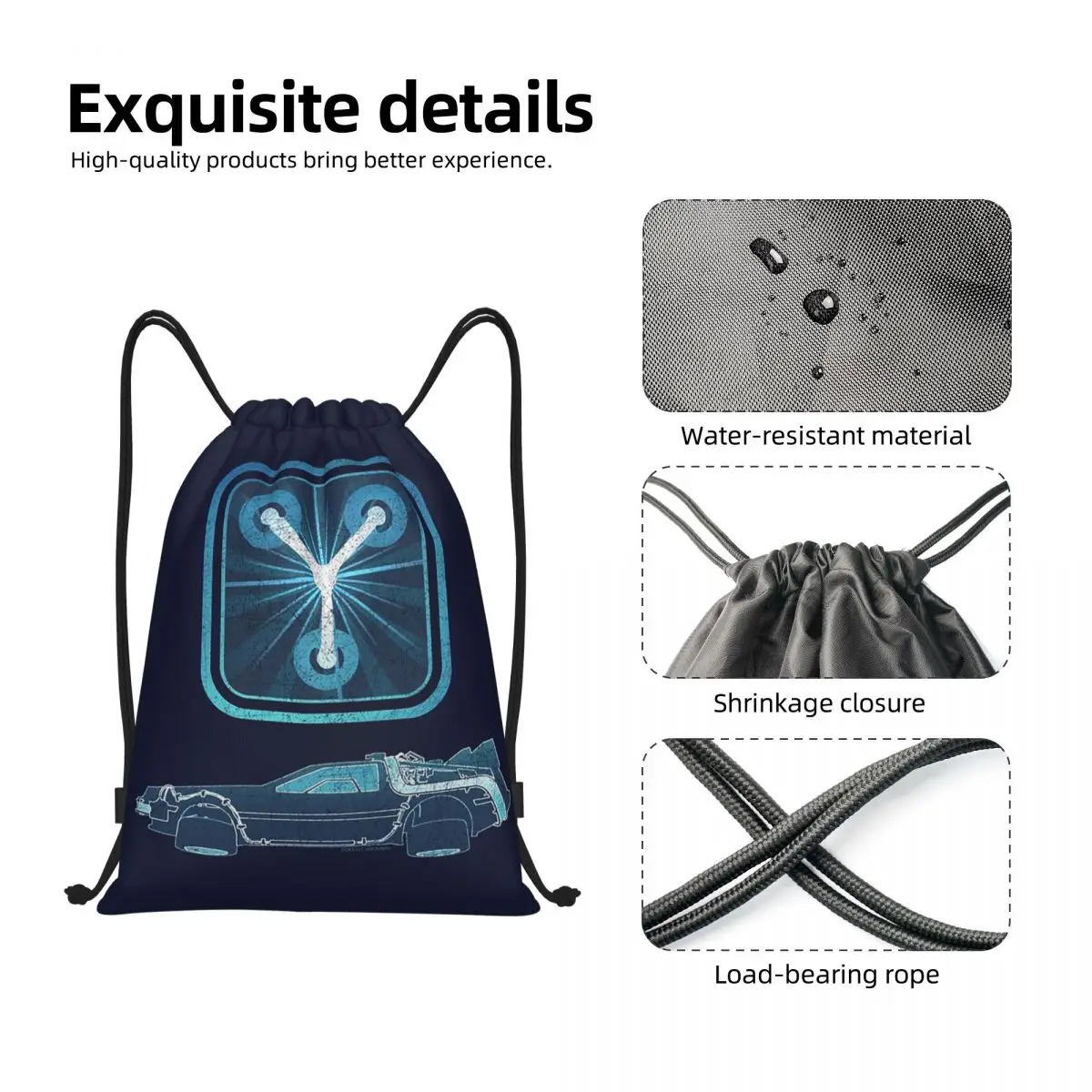 Back To The Future Flux Capacitor Backpacks Fashion Drawstring Bundle Pocket Shoes Bag Book Bags for Travel Students view 3