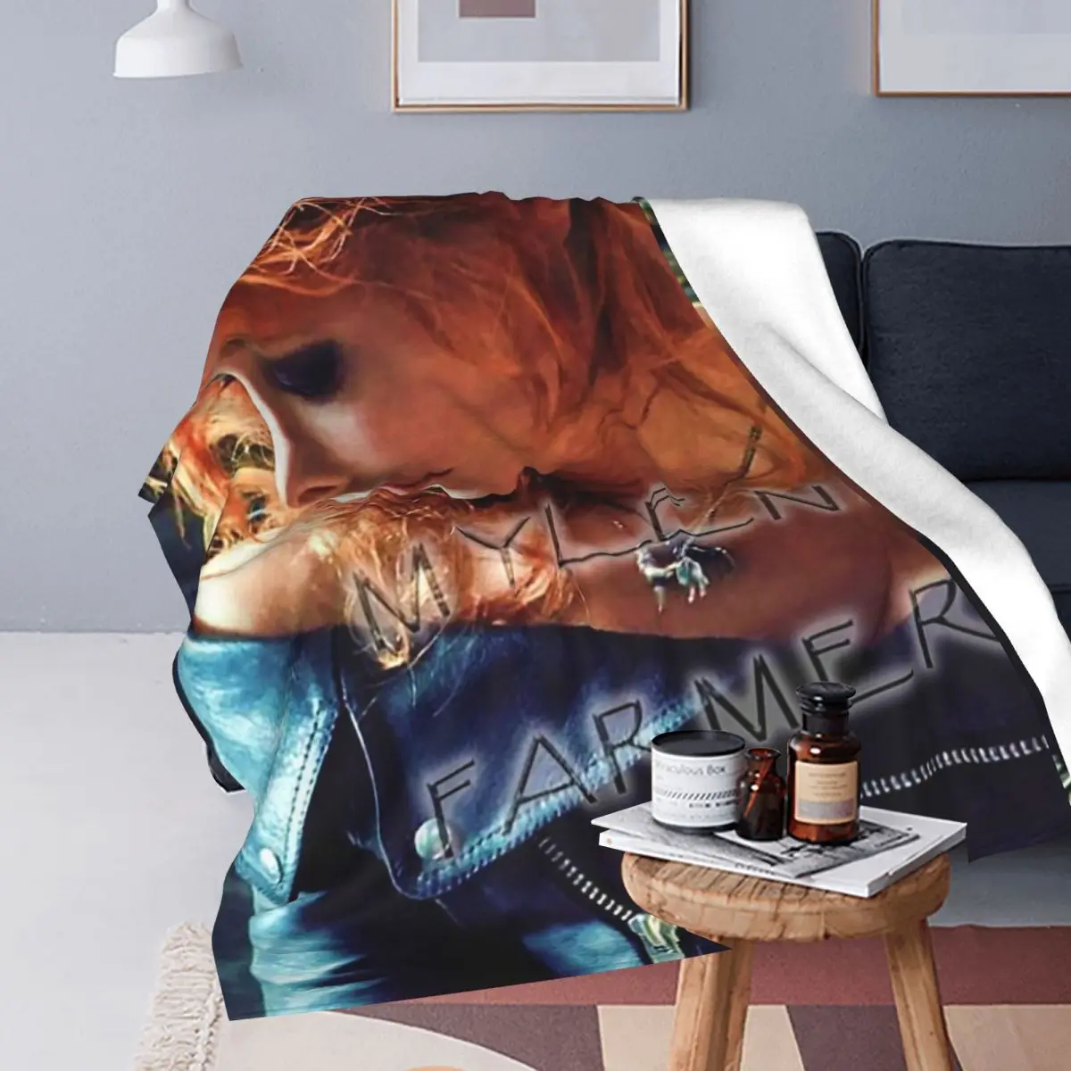 Mylene Farmer French Singer Blanket Soft Warm Flannel Throw Blanket Bedspread for Bed Travel Home Couch