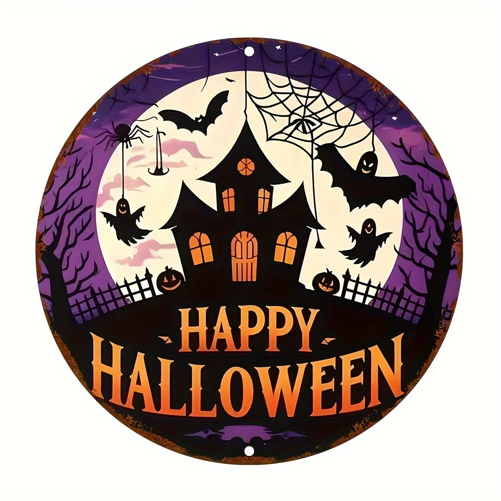 CIFBUY 1pc Gothic Ghost Town Metal Wall Art,2D Flat Laser Cut Silhouette,Aluminum Hanging Decor,Powder-Coated Rustproof