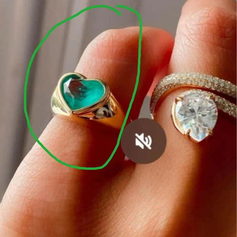 Heart Cut Blue Paraiba Color Lab Grown Yttrium Aluminum Garnet YAG 14k Gold Rings Jewelry