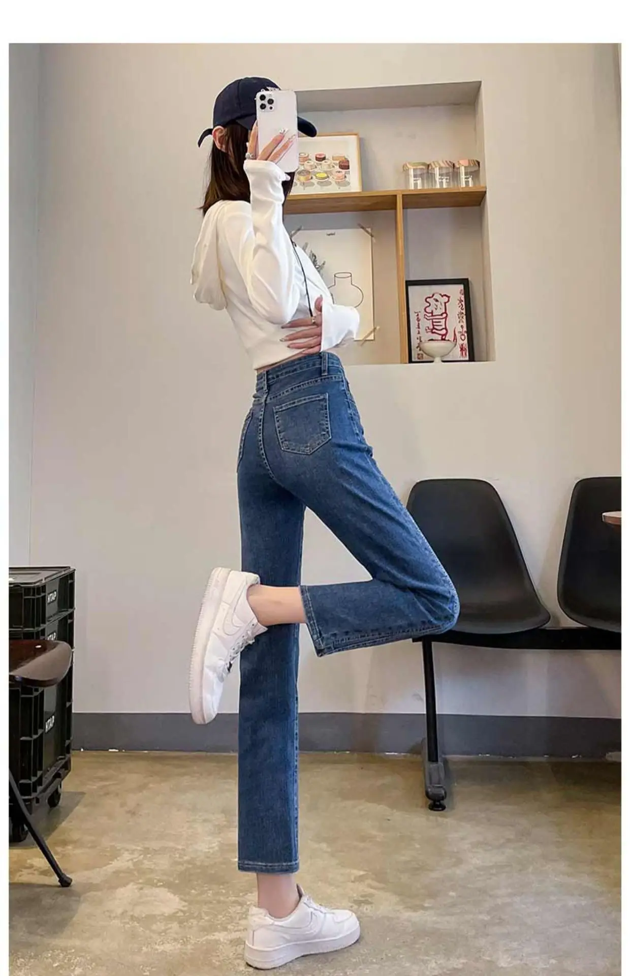 

2026 New high waisted slim fit cigarette tube jeans for spring and summer style dressing