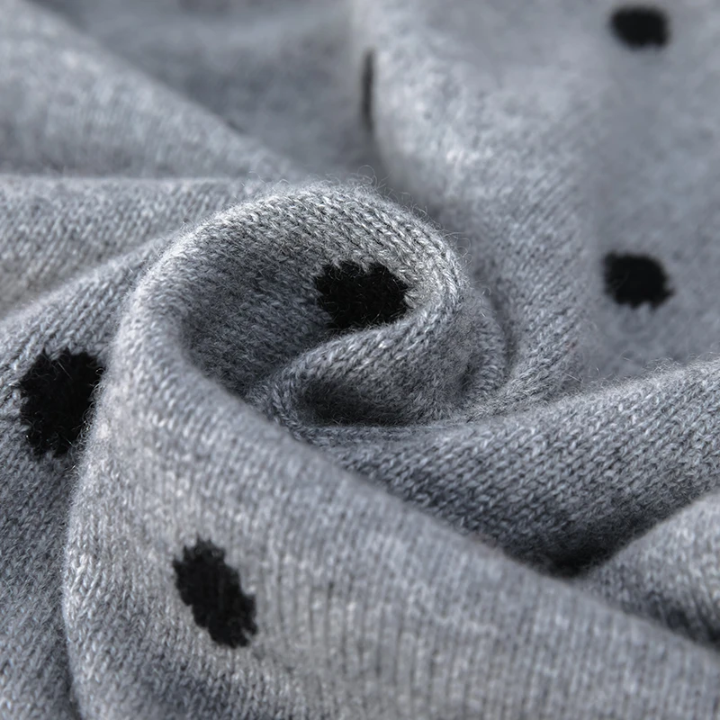 Autumn/Winter Ladies Polka Dot round neck Cashmere sweater 100% pure cashmere sweater long sleeve high-end sweater