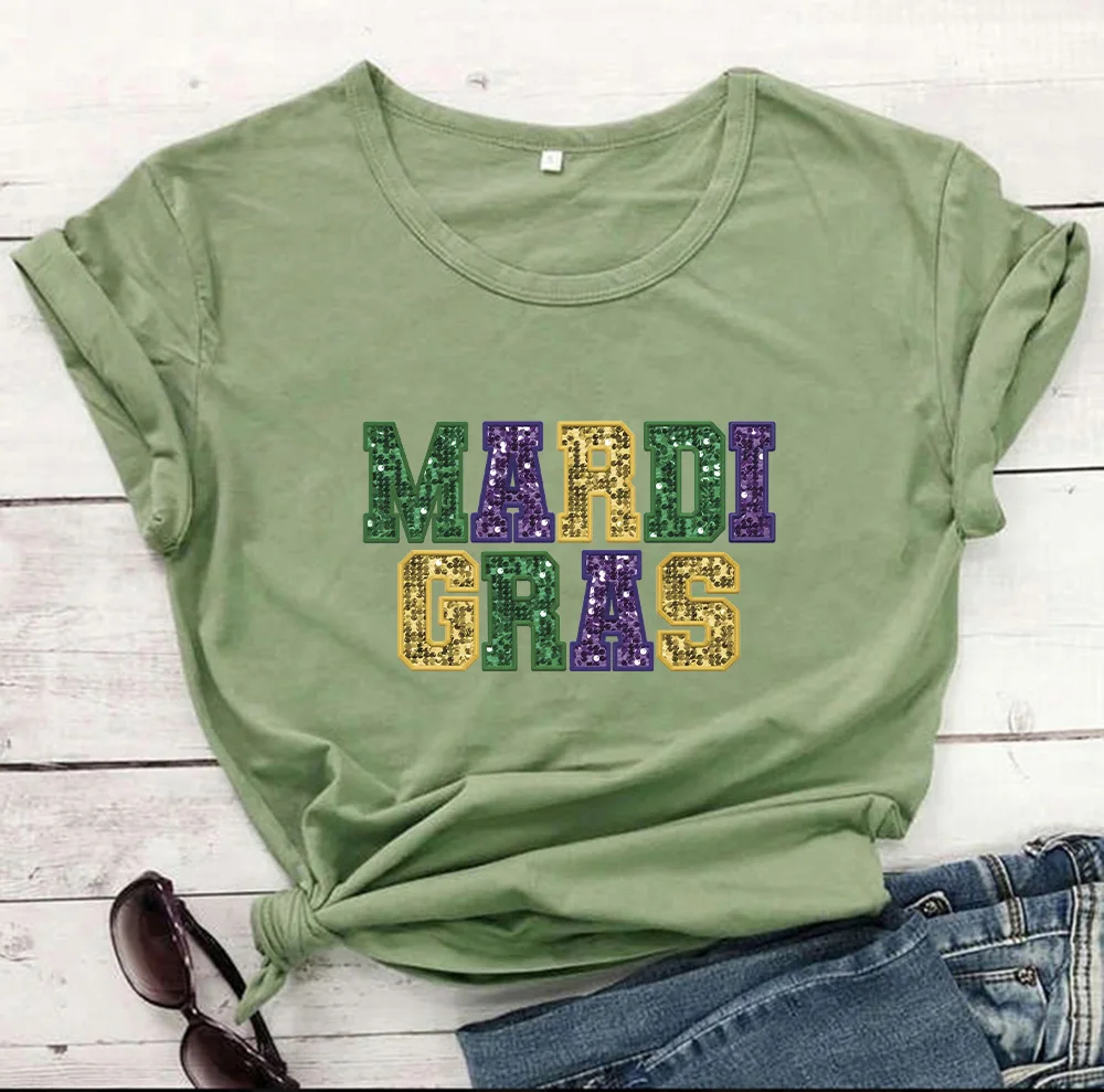 Not Sequin Design Mardi Gras Shirt Cute Mardi Gras T-Shirt Cotton Womens Mardi Gras Gift Mardi Gras Party Tee Fat Tuesday Shirt