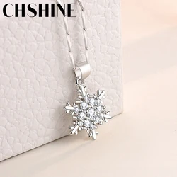 CHSHINE 925 Sterling Silver Snowflake Zircon 16-30 Inch Pendant Necklace For Women Wedding Party Gift Fashion Jewelry