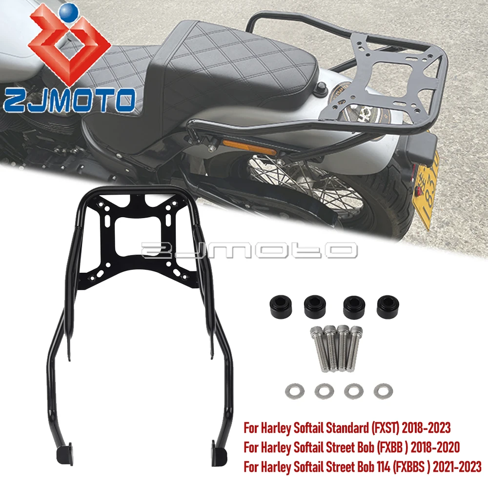 

Motorcycle Top Box Luggage Rack Rear Passenger Grab Rail Bars Support For Softail Street Bob 114 FXBB FXBB Standard FXST 2018-23