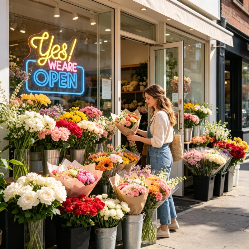Yes We Are Open LED Neon Sign USB Dimmable Colorful Wall Light for Cafe Shop Storefront Restaurant Bar Florist Window Display