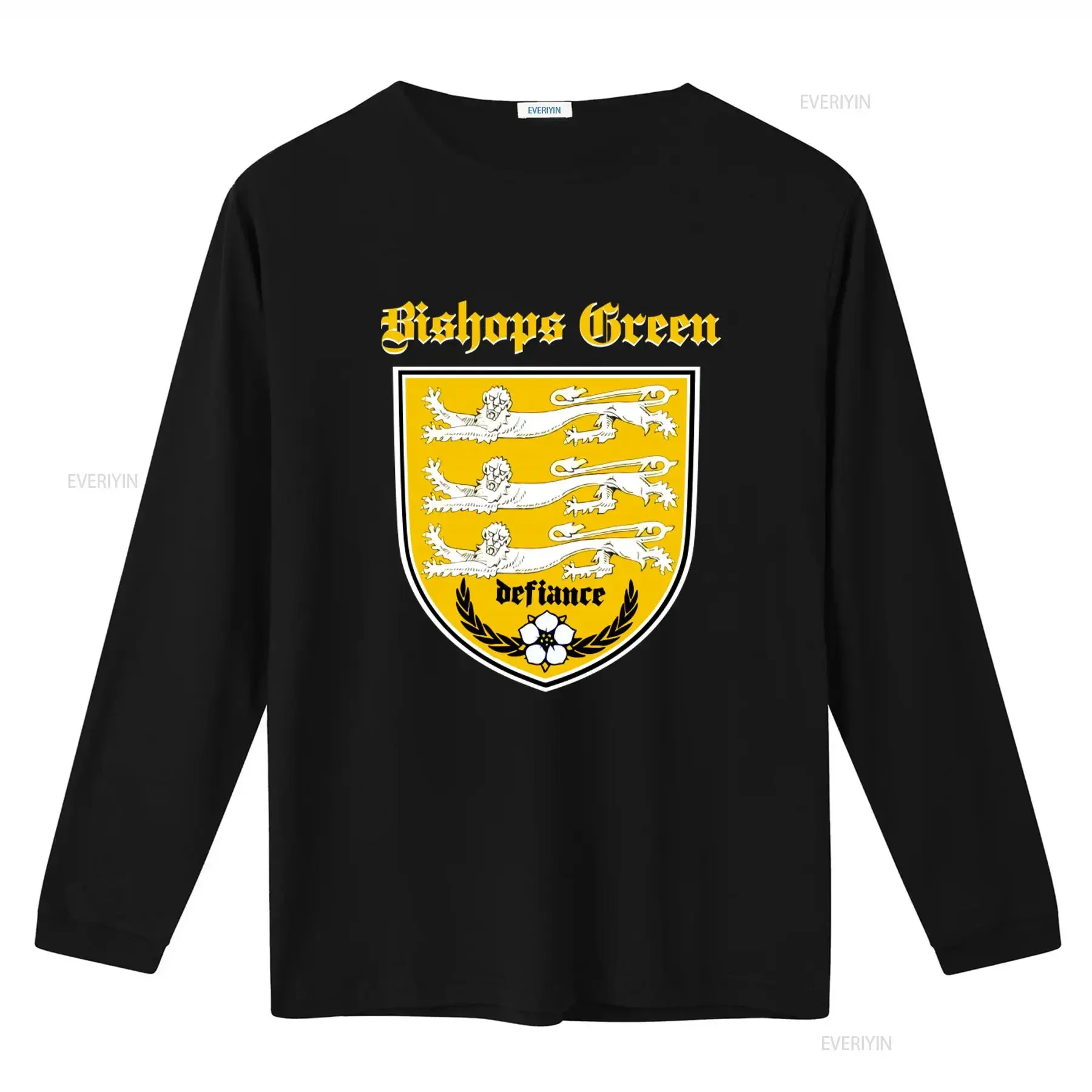 Bishops Green Defiance Three Lions Crest Print T Shirt for Fashion Casual vintage Washed graphic Breathable Comfortable