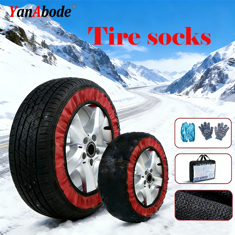Car Red and Black Wheel Anti Slip Socks Strong Resistance Fiber Anti Slip and Silent Protection for Car Tires From Damage