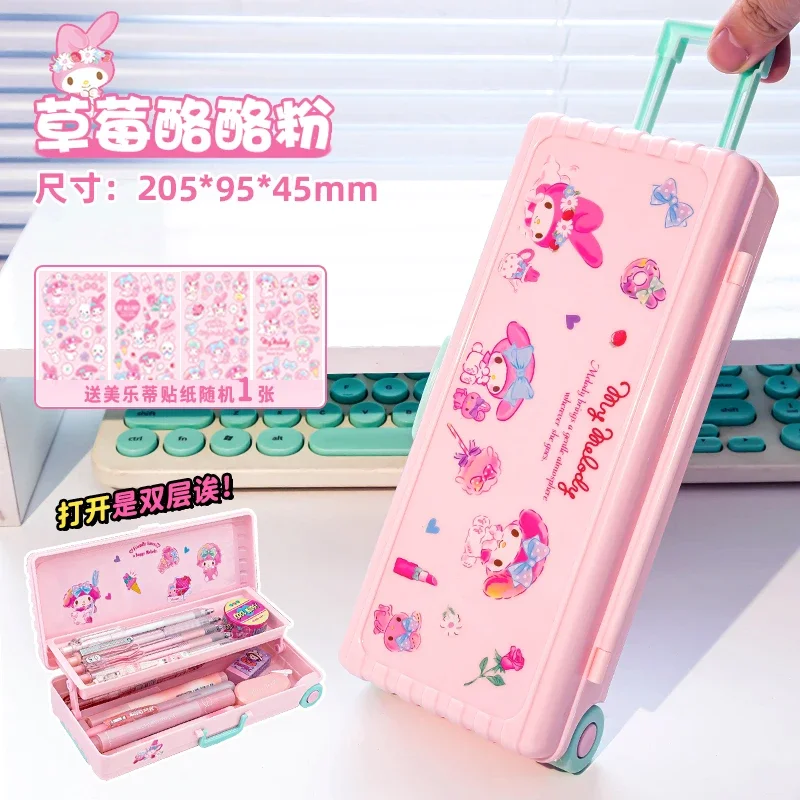 Sanrio Kuromi Grande PVC Pencil Case, Saco de papelaria criativo para crianças, Caixa de bagagem multifuncional, Suprimentos primários essenciais