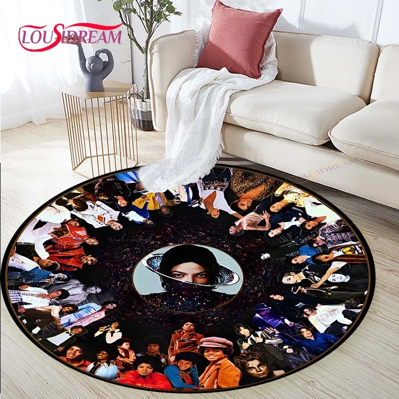 Michael Jackson Life Area Rug,Round Carpet Rug for Living Room Bedroom Sofa Decor,Kid Play Non-slip Floor Mat Rugs for Bedroom