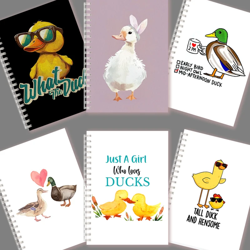 A5 Spiral Notebook - What the Duck Print Art Picture Funny Cute Animal - Dont Duck With Me - Writing Pad Note Book Diary Gift