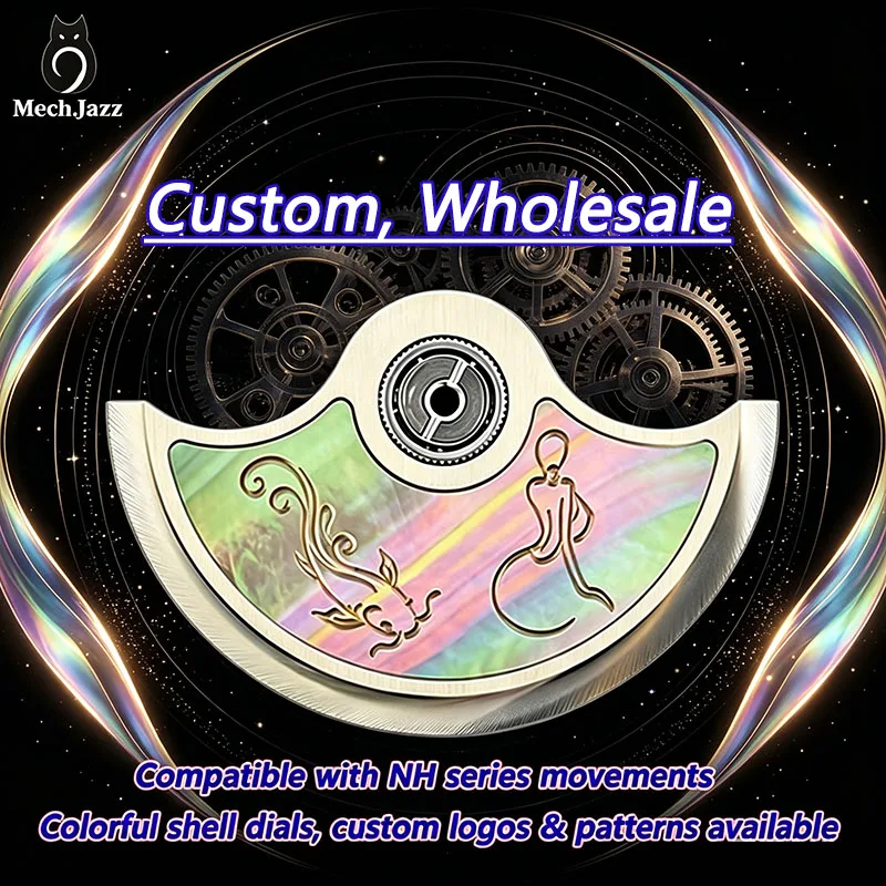 Iridescent Mother-of-Pearl Automatic Rotor, custom engraved logos and patterns available, compatible with NH series movements