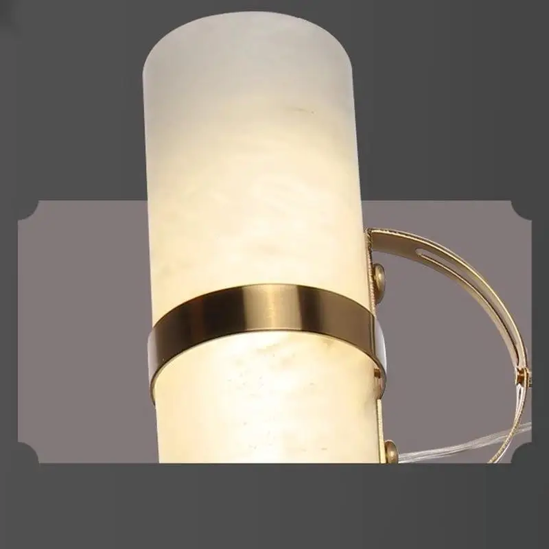 Simple LED Spanish Natural Marble Pendant Lamp Designer Dining Bedroom All Copper Ceiling Pendant Lamp Indoor Home Decor Fixture