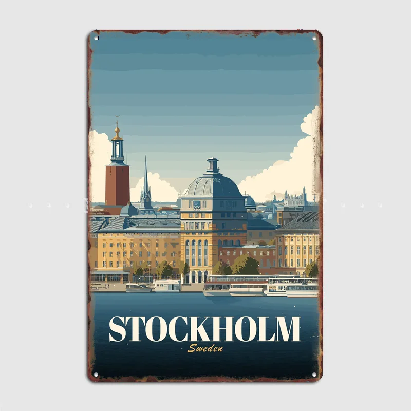 Stockholm Sweden Cityscape Travel Poster Metal Sign Life Wall Custom Bedroom Indoor Home Wall Decor Posters Room Decoration