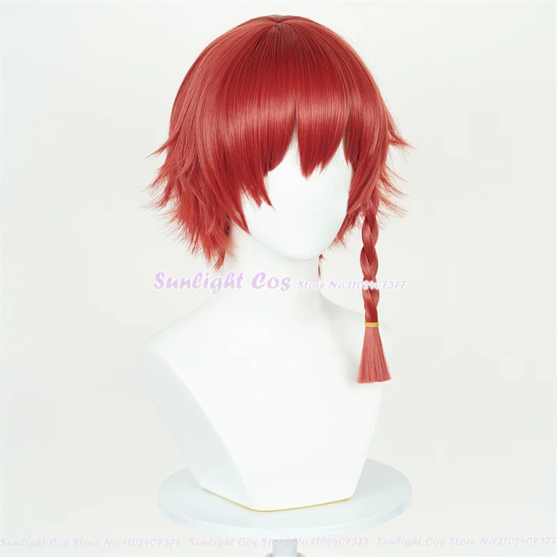 Kurona Ranze parrucca Cosplay 38cm parrucca rossa con Cosplay intrecciato parrucche Cosplay Anime parrucche sintetiche resistenti al calore + cappuccio parrucca