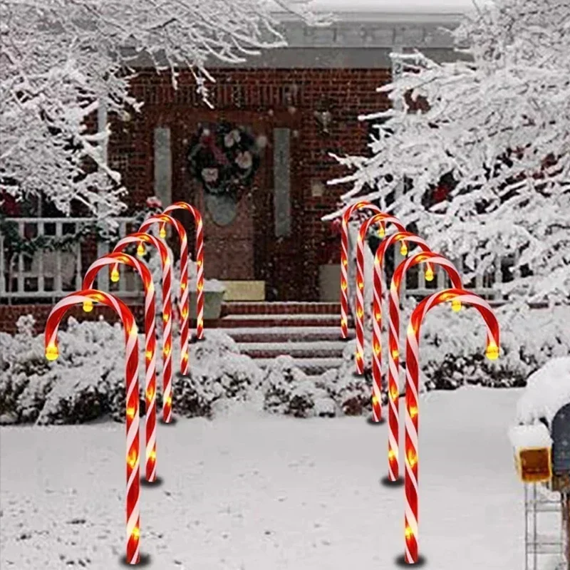 LED Solar Lampe Garten Licht Weihnachts dekor Santa Claus Rasen Lampen Zuckers tange im Freien wasserdicht Neujahr Halloween für Weg