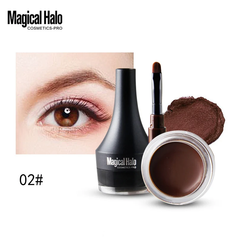 Halo mágico preto marrom à prova dwaterproof água sobrancelha creme delineador gel olhos comestic maquiagem caneta matiz natural creme de sobrancelha com escova