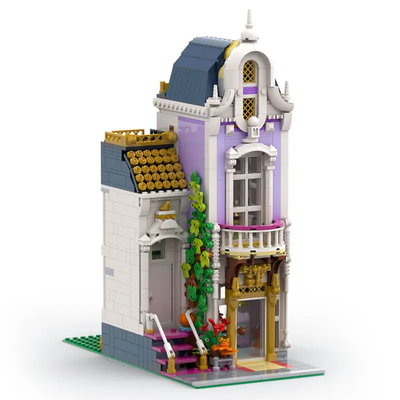 MOC- 103249   花屋のストリートビュー建築モデルレンガ組み立ておもちゃギフト大人のためのビルディングブロックバッグ 1172 個