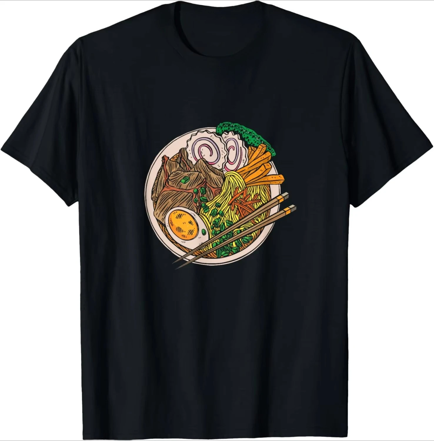 Ramen Bowl Noodle Lover Graphic Tee Casual Round Neck Print Women's Oversized Summer T-shirt 2000s Y2k Clothes Free Shipping