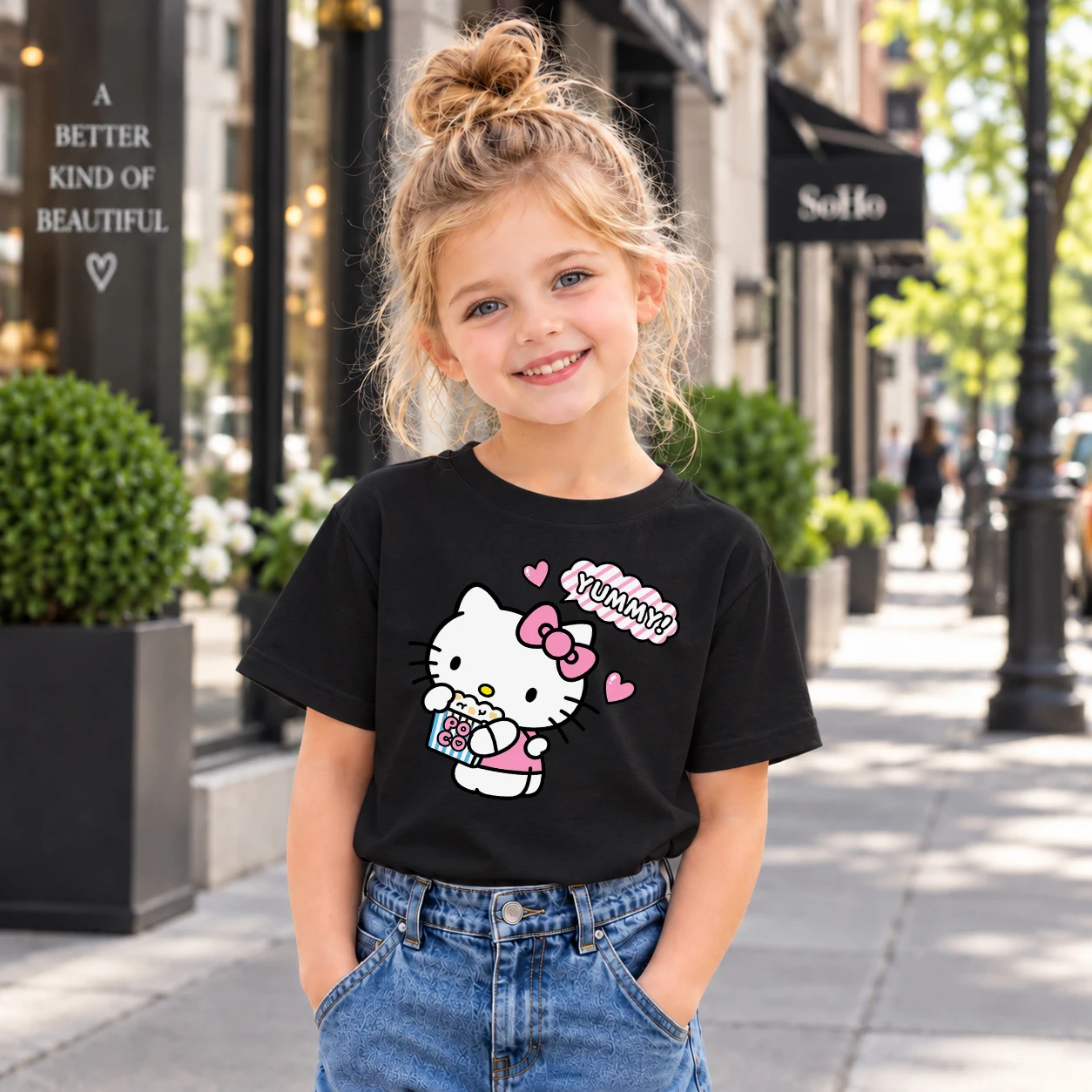 2026 Hello Kitty Cute Graphic T Shirt Kids Adults Cotton Short Sleeve Y2K Style Unisex Casual Summer Street Fashion Everyday Wea