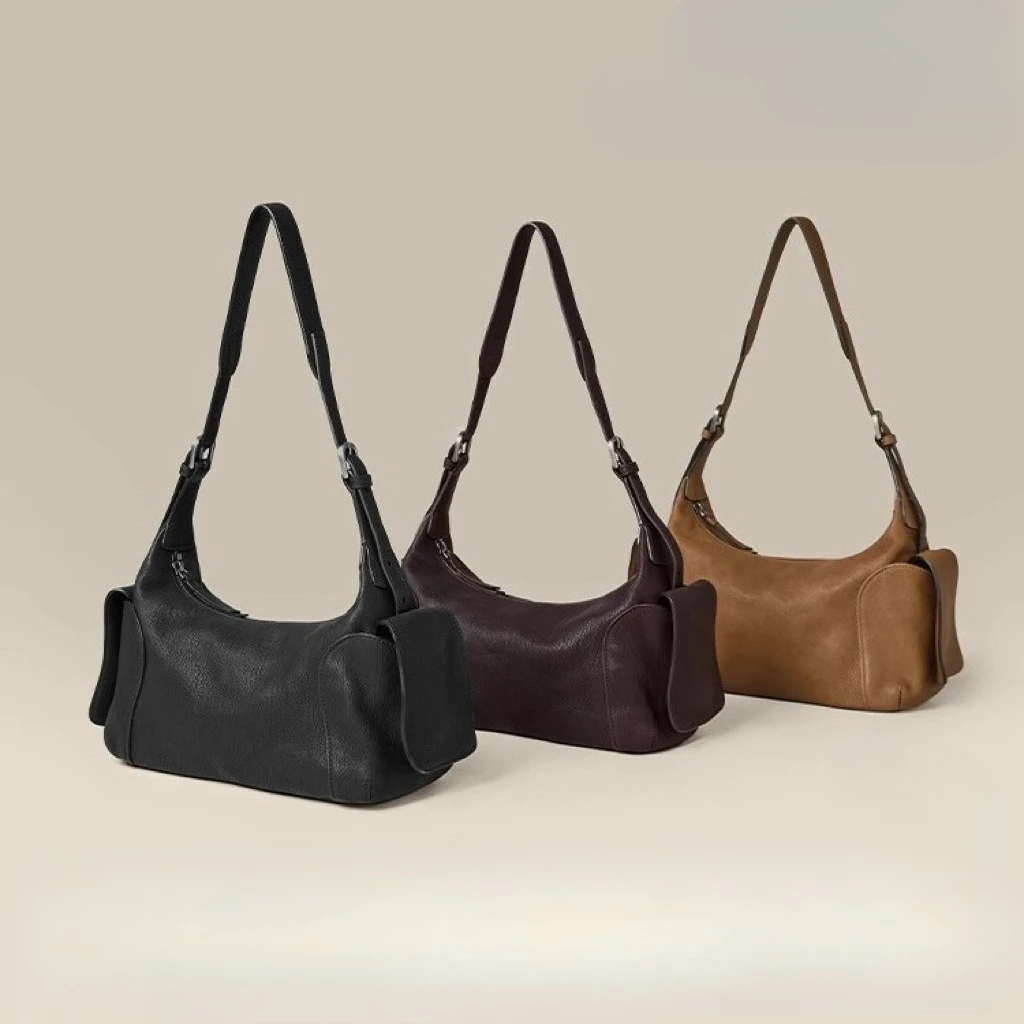 

QIUZHEN Vegetable-Tanned Calfskin Crossbody Tote Bag Casual Shoulder Bag for Commuting