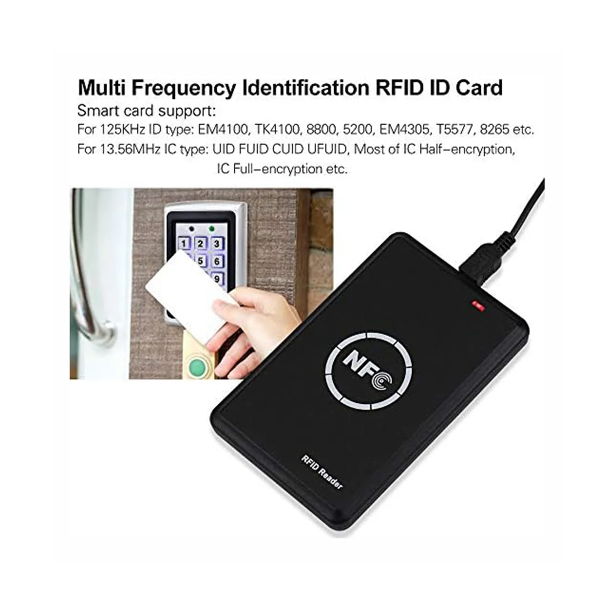 Smart Access Control Card Copier, RFID Reader Writer, 125KHz Card Duplicator, 13.56MHz Encrypted Card Decoder, NFC Tag