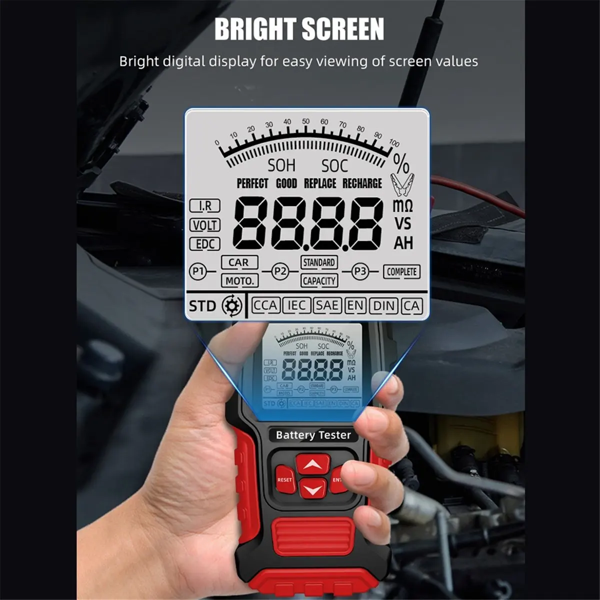 Car Battery Tester 12V 24V Battery System Detect Auto Battery Analyzer for Car Motorcycle Battery Charging Test Tool