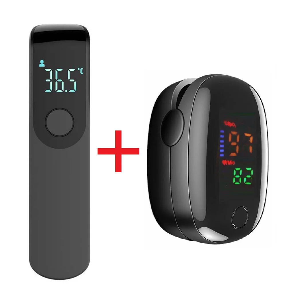 Digital Infrared Thermometer Forehead Body Non-Contact Fever Thermometers Or Medical Portable Finger Pulse Oximeter Blood Oxygen