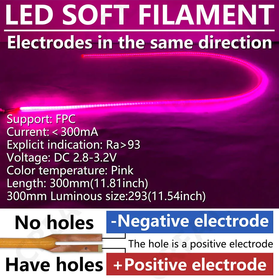 300mm COB LED Flexible Filament DC3V für Retro Edison Glühbirne LED Filament Beleuchtung Zubehör DIY Diode Flexible Perlen Streifen – Detail 7