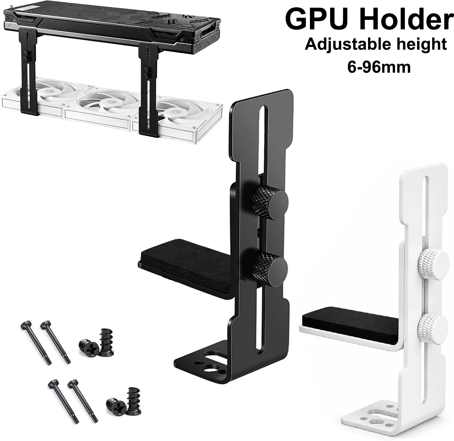 Computer Graphics Card Holder Chassis Fan Support Fixed Metal Bracket 6-96mm Adjustable GPU Holder