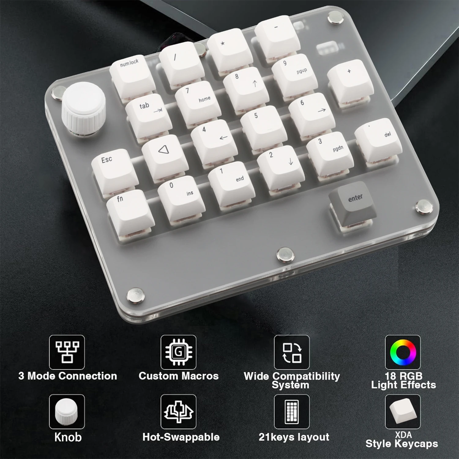 USB Custom Keyboard Macro 3/6 Key 1 Knob Programming RGB Bluetooth Gaming Photoshop Hotswap Mini Mechanical BT Keyboard