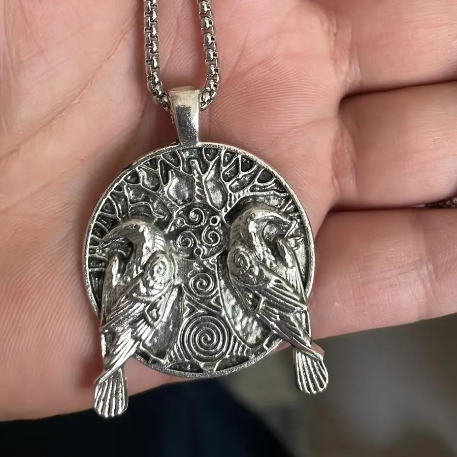 1/5/10/20/50/100pcs of a New Vintage-Style Pendant Necklace Featuring The Viking Raven And The Tree of Life, Inspired by Nordic