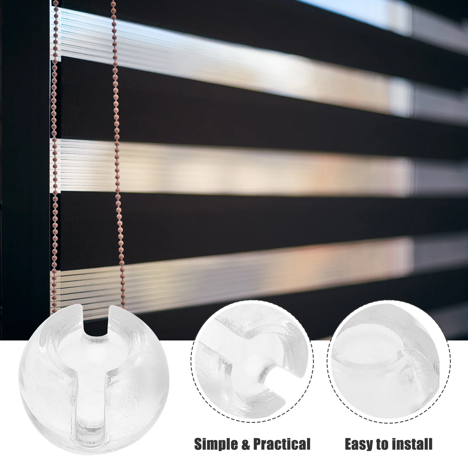 12pcs Bead Chain Crimp Stop Roller Blind Replacement Chain Stop Buckle For Curtains Invisible Secure Adjustable Decorative