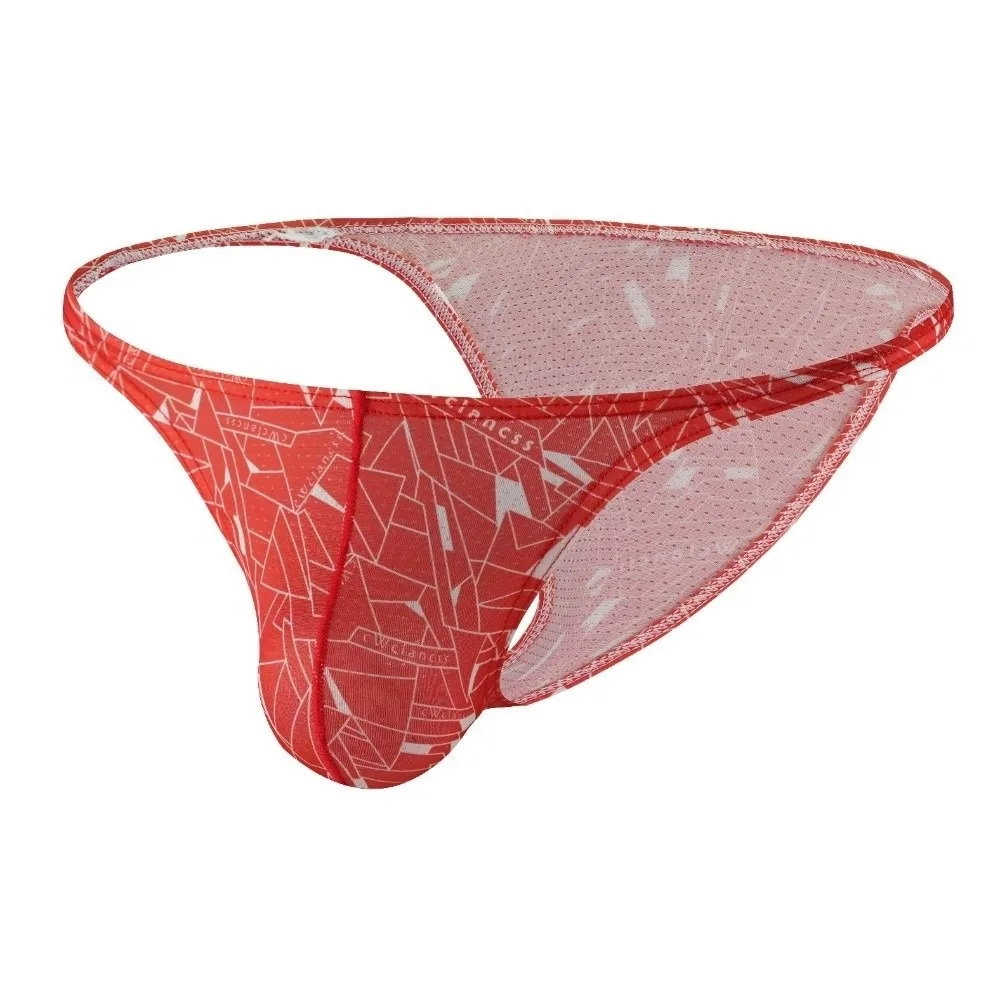 Simple Low Waist Male Underwear Mesh Stretch Men Briefs Fashion Breathable Geometric Pattern Panties Gifts