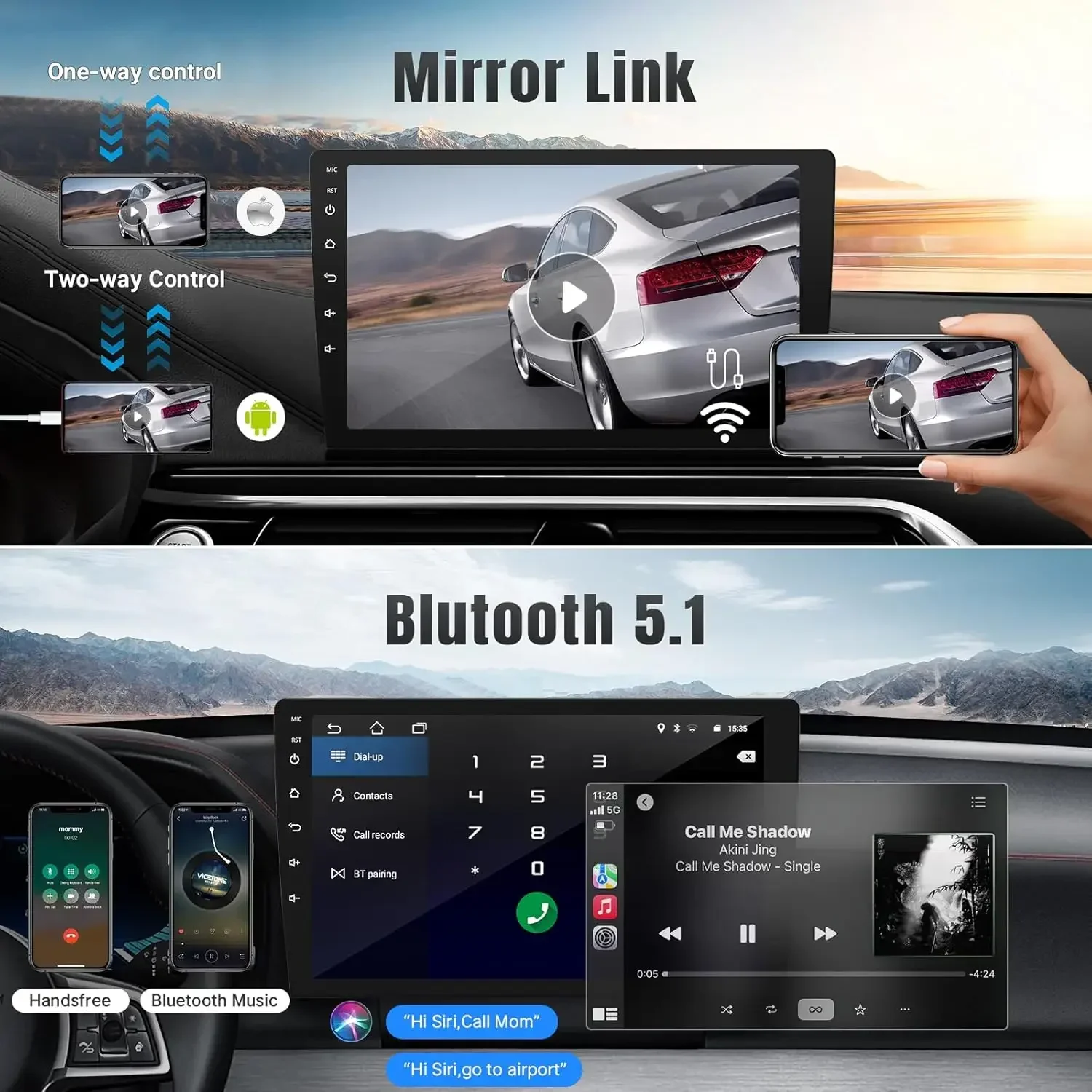 สำหรับรถจี๊ป ดอดจ์ แกรนด์ คาราวาน ระบบนำทางในรถยนต์ระบบแอนดรอยด์ 13 ขนาด 9 นิ้ว แบบยูนิเวอร์แซล พร้อมระบบ CarPlay + Android Auto ในตัว / 2+32G