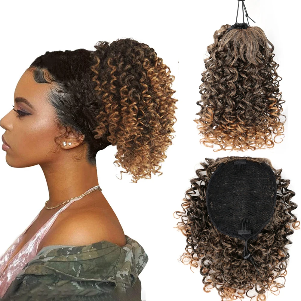 

Synthetic 12 Inch Deep Wave Drawstring Ponytail Extensions Curly Hairpiece For Women Versatile Styling For Daily Use