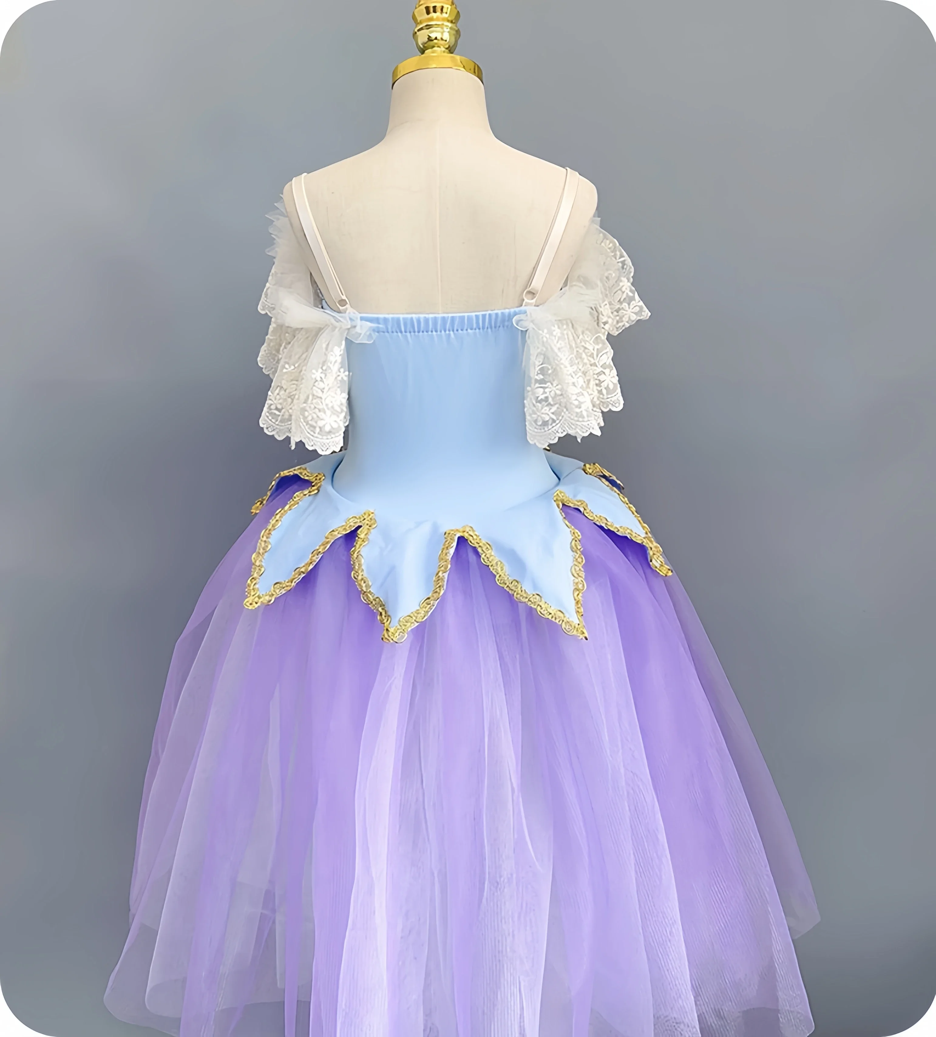 Child Romantic Flowers Long Ballet Dress For Girls Kids Ballerina Dress Performance Contemporary Swan Dance Costumes