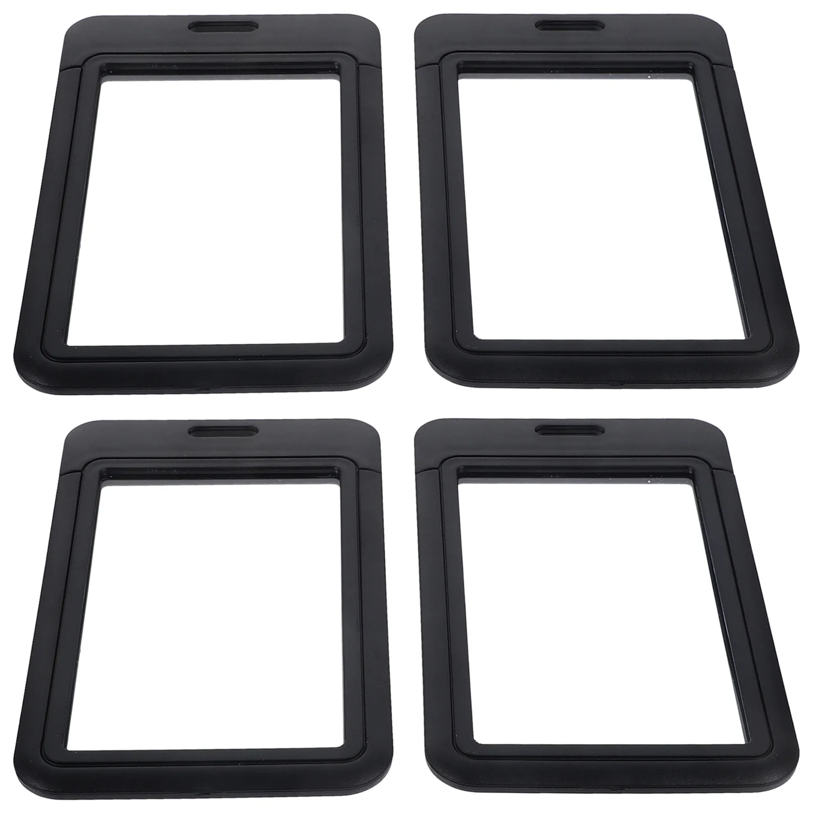 

4pcs Slide Cover Card Holder For Id Badge Credit Cards Name Cards Plastic Protector Pouch Visible Hard Sleeve For Office
