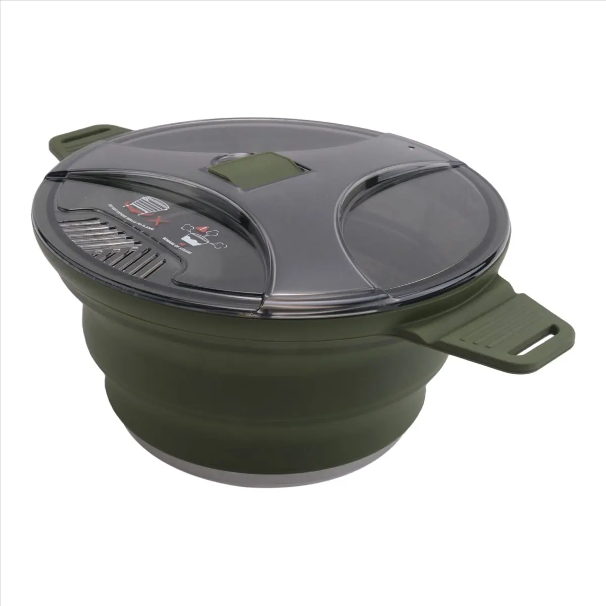 ABXY Outdoor Folding Pot Silicone Hiking Cooking Pot Portable Picnic Pot Stainless Steel Camping Cooker,Green