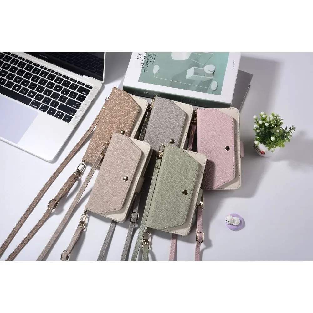 

Чехол-кошелек из искусственной кожи Crosbody с держателем для карт для iPhone 16E 16 Pro Max 15 14 Plus 13 12 MIni 11 7 8 SE 2020 2022 Cover