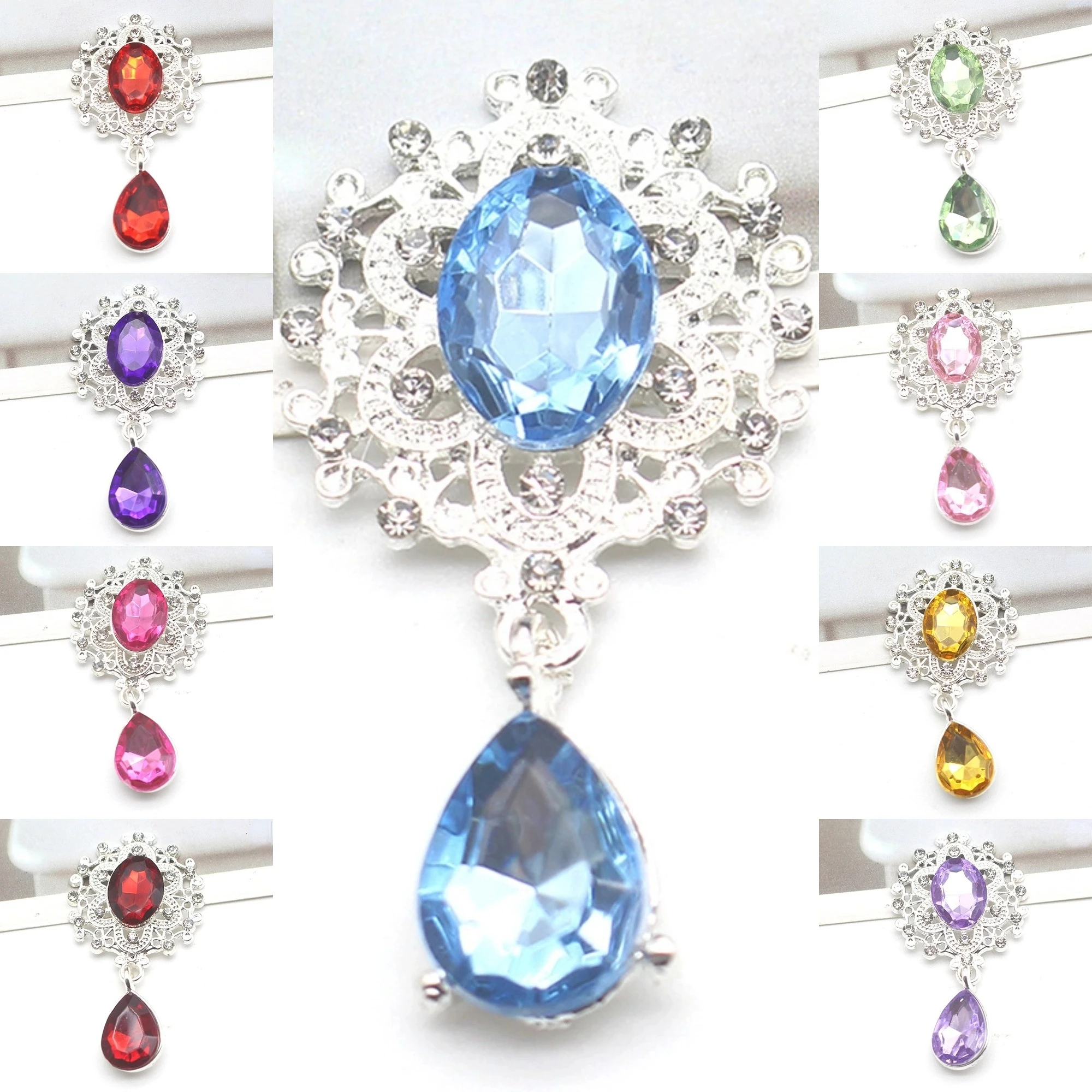 45*25mm Crystal Shining Brooch Accessories Fashion Gorgeous Wedding DIY Bow Accessories Clothing Handmade Decoration Accessories