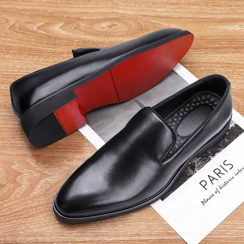 

Classic red sole men's casual loafers Driving shoes Compound leather wear-resistant breathable men's wedding shoes A19