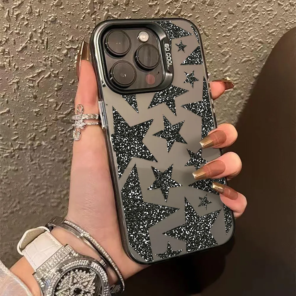Luxury INS Star Phone Case For iPhone 16 Pro Max 17 13 11 15 14 12 17 Air 16promax 15promax 17promax Hard Matte IMD Funda Cover