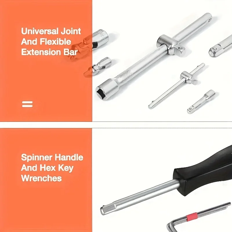 94 Kit manuale meccanico Set di cacciaviti con manicotto per chiave a cricchetto 1/2 1/4