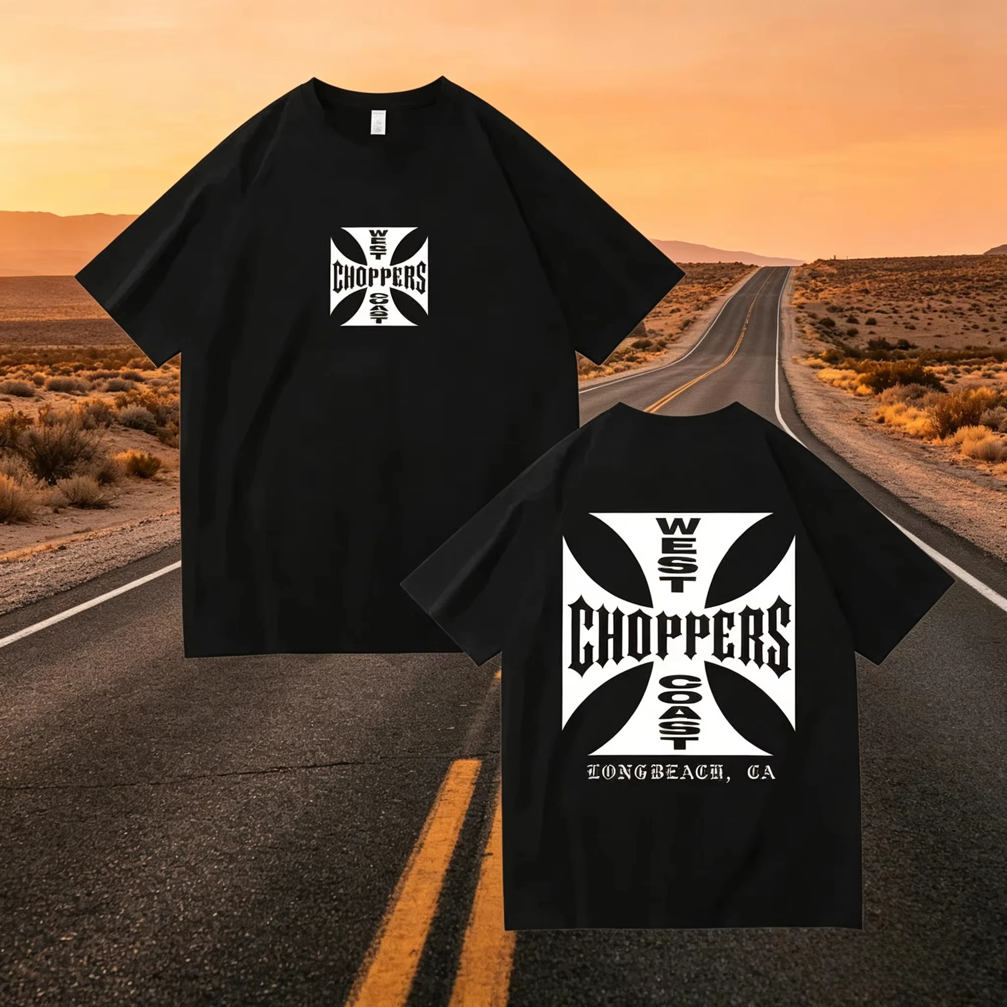 Camiseta de Moda de Verão para Mulheres e Homens, Camiseta de Algodão com Estampa West Coast Choppers, Casual, Manga Curta, Gola Redonda, Roupas Vinta