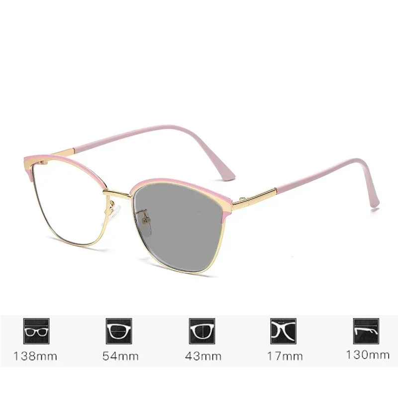 Anti Blue Light Sensitive Color Changing Glasses Large Frame Ultra Light Flat Lens Myopia Sunglasses Photochromic Eyewear To-4.0