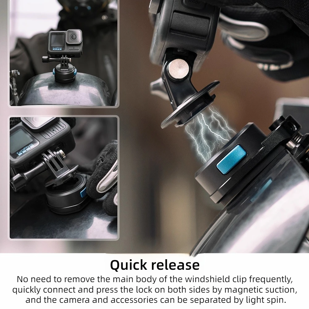 Motorcycle Magnetic Quick Release Windshield Clip Fixing Plate for DJI GoPro 13 Insta360 Action5Pro/4 Sports Camera Accessories