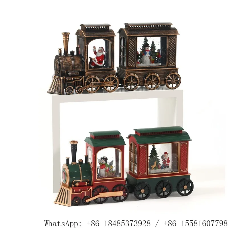 Creative Christmas Glow with Music Water Filling Train Decoration Music Box Hotel Shop Window Ornament Gift