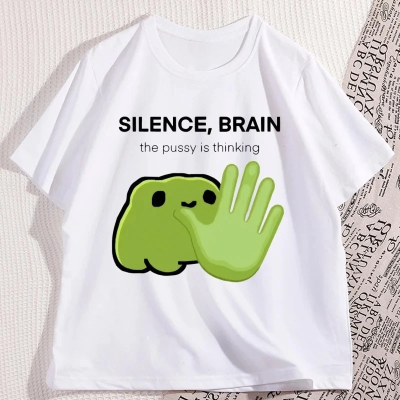 Summer Fashion Tee Silence Brain The Pussy Is Thinking Frog T-Shirt Men Women Casual Funny Graphic T Shirts Cotton Short Sleeve
